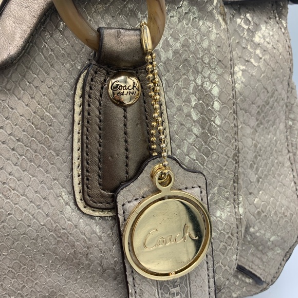 Coach Peyton Rose Gold Metallic Python Print with Gold and Tortoise Hardware - Picture 10 of 14